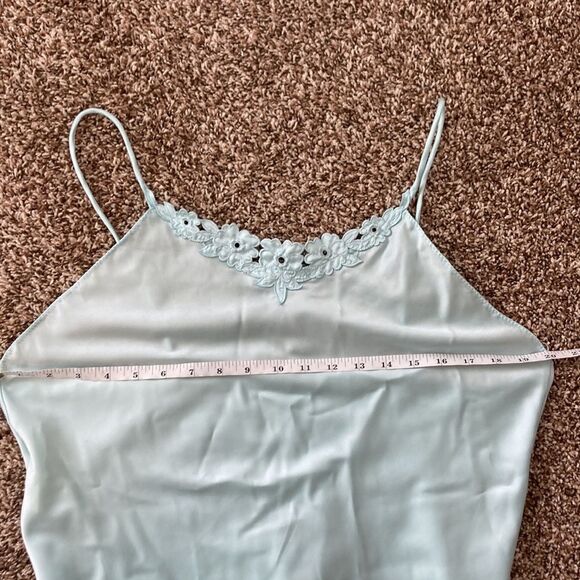Vintage Belle Fleur Slip Aqua Short Sleeveless Nightie - Picture 8 of 12